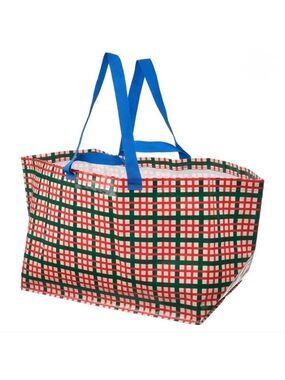 IKEA VINTERFINT Large Shopping Bag 🎄 Multicolor Check Pattern Holiday Tote NWT